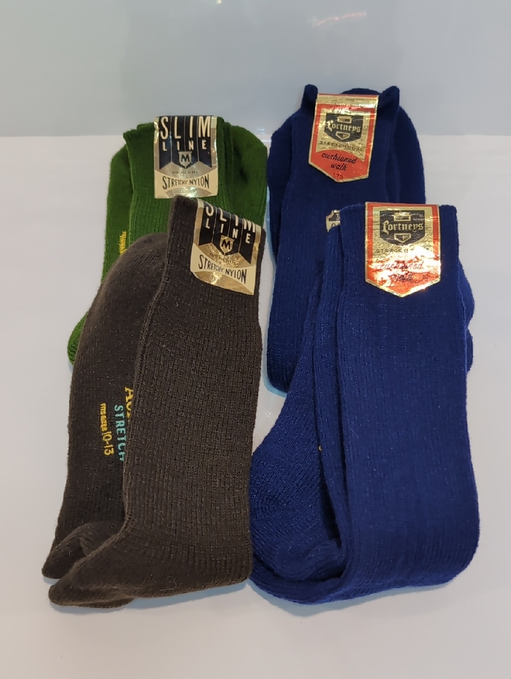 Lot Vintage 50's-60's Portner's & Slim Line Men's Dress Socks Blue Green Brown